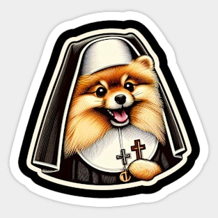 Pomeranian nun Sticker